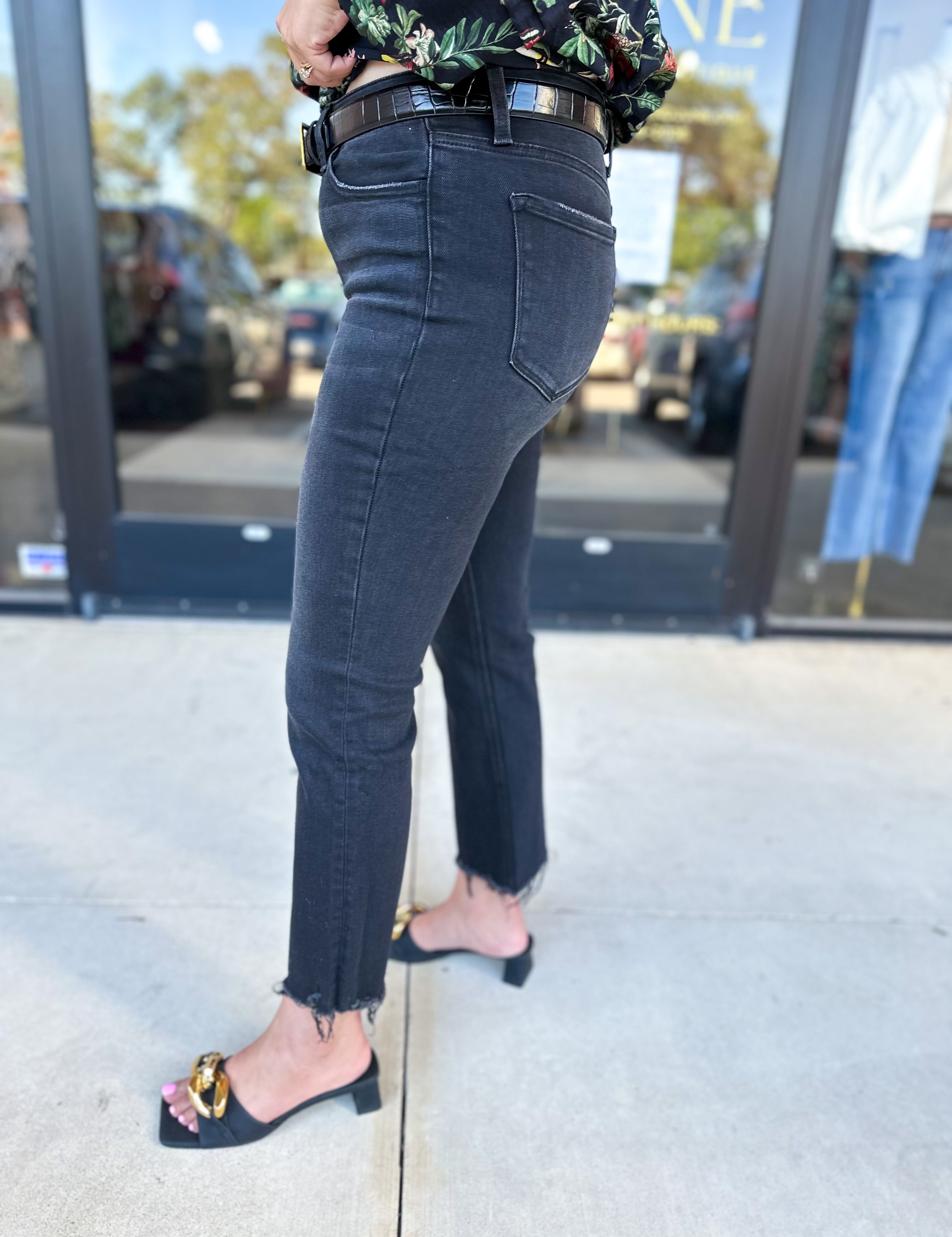 Vervet - Mid Rise Crop Flare Black Jeans-400 Pants-VEVERT BY FLYING MONKEY-July & June Women's Fashion Boutique Located in San Antonio, Texas