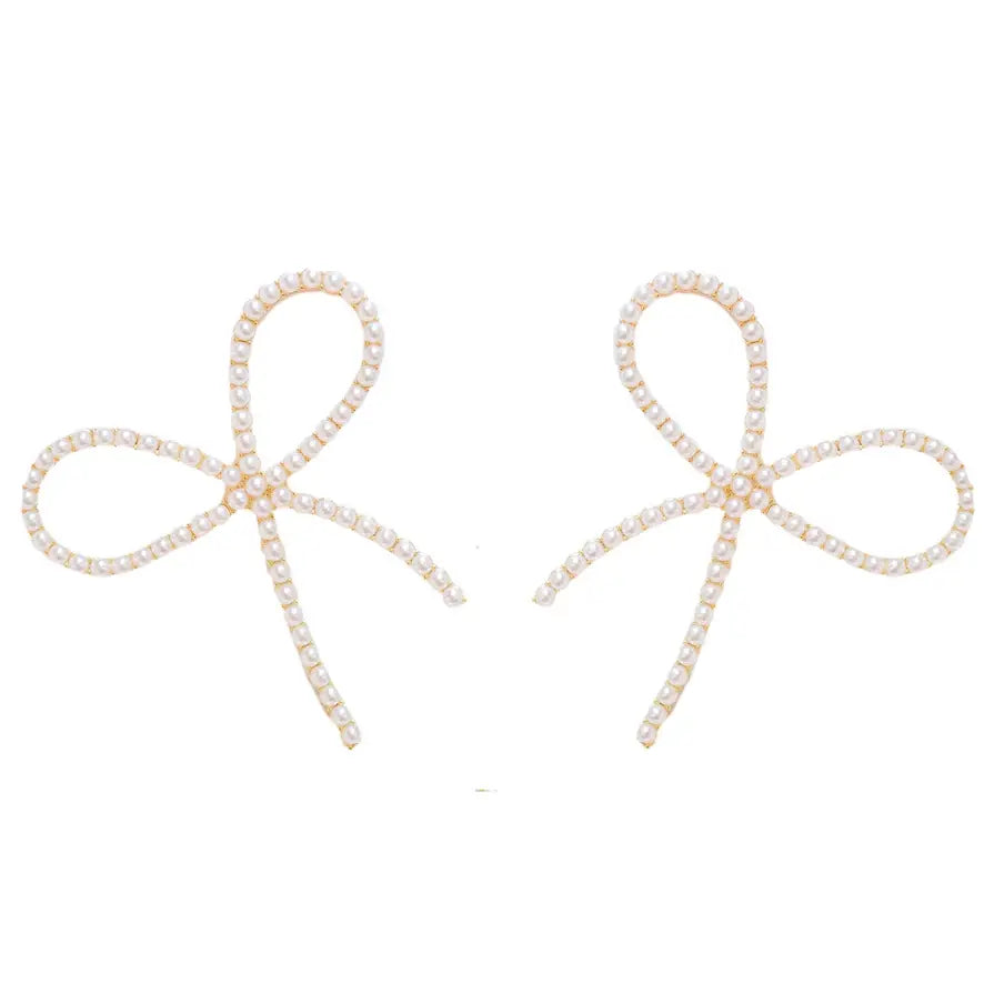 Pearl Statement Bow Earrings-110 Jewelry & Hair-St Armands Designs of Sarasota-July & June Women's Fashion Boutique Located in San Antonio, Texas
