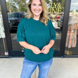 The Ella Knit Sweater Top - Teal-230 Sweaters/Cardis-JODIFL-July & June Women's Fashion Boutique Located in San Antonio, Texas
