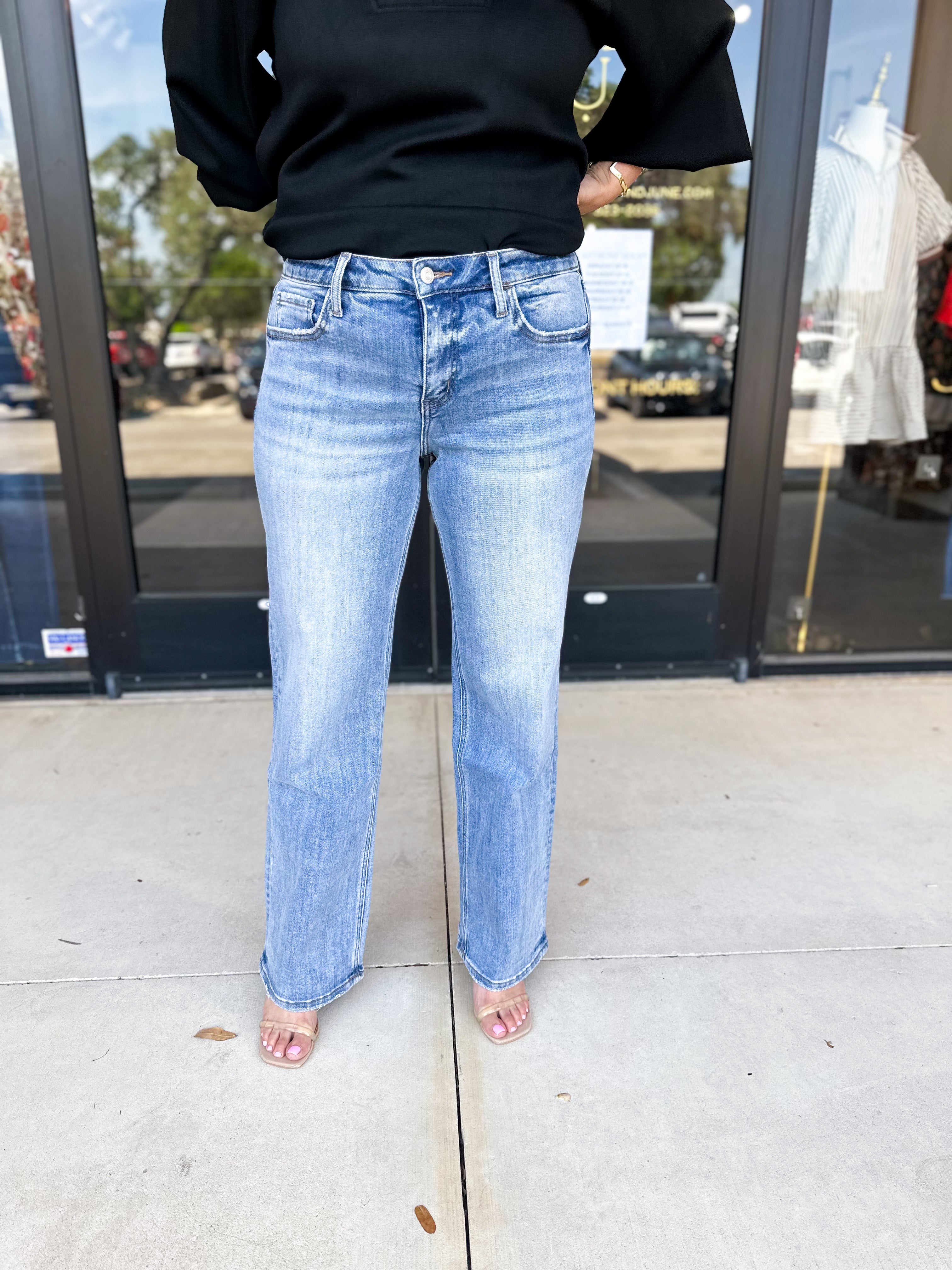 Vervet- Mid Rise Tummy Control Slim Wide Leg Jeans-VEVERT BY FLYING MONKEY-July & June Women's Fashion Boutique Located in San Antonio, Texas
