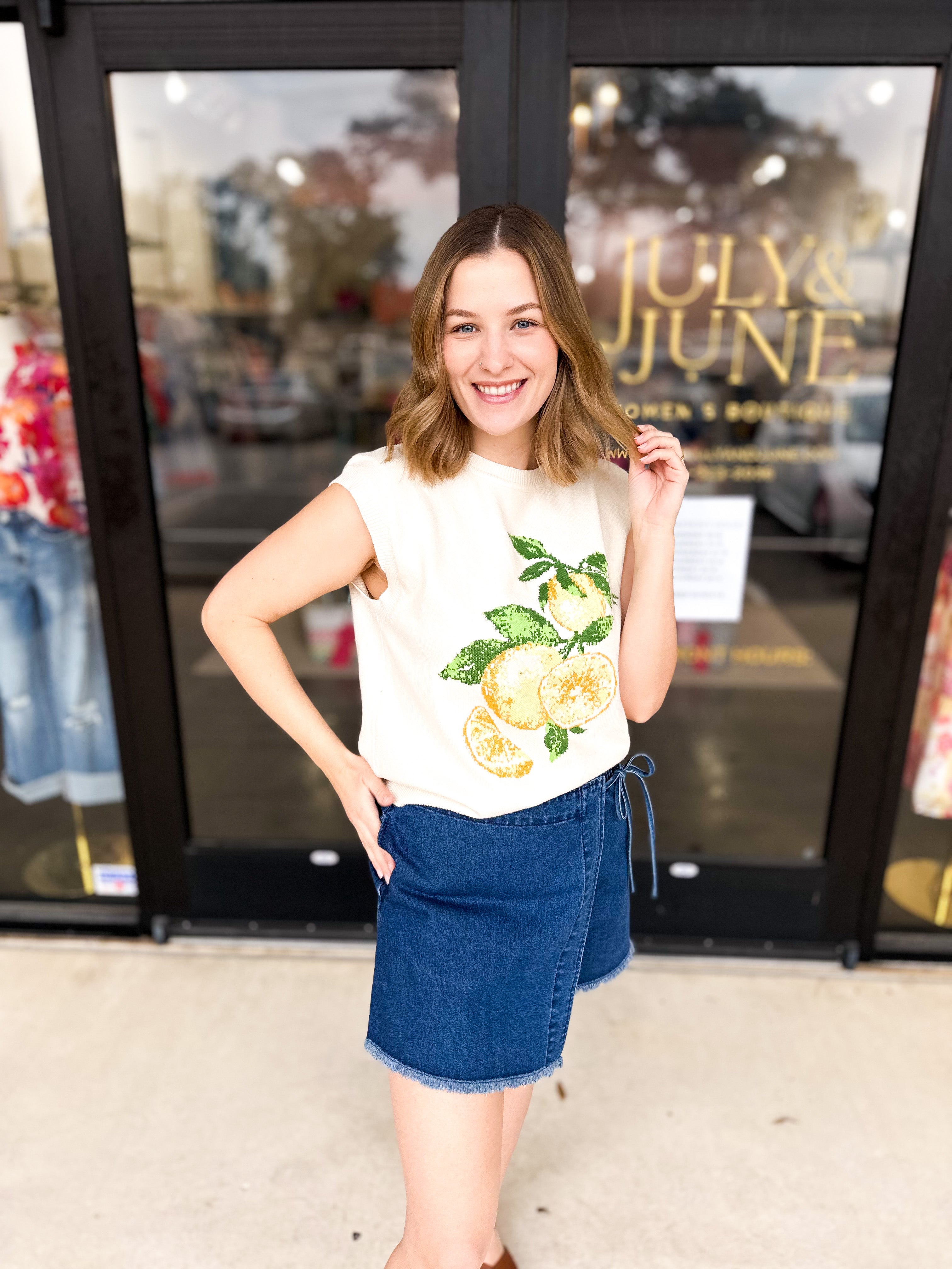 Amalfi Knit Tee-230 Sweaters/Cardis-SKIES ARE BLUE-July & June Women's Fashion Boutique Located in San Antonio, Texas