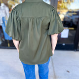 Back To Work Blouse - Olive-200 Fashion Blouses-JODIFL-July & June Women's Fashion Boutique Located in San Antonio, Texas