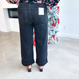 Vervet - High Rise Black Cuffed Wide Leg Jeans-400 Pants-VEVERT BY FLYING MONKEY-July & June Women's Fashion Boutique Located in San Antonio, Texas