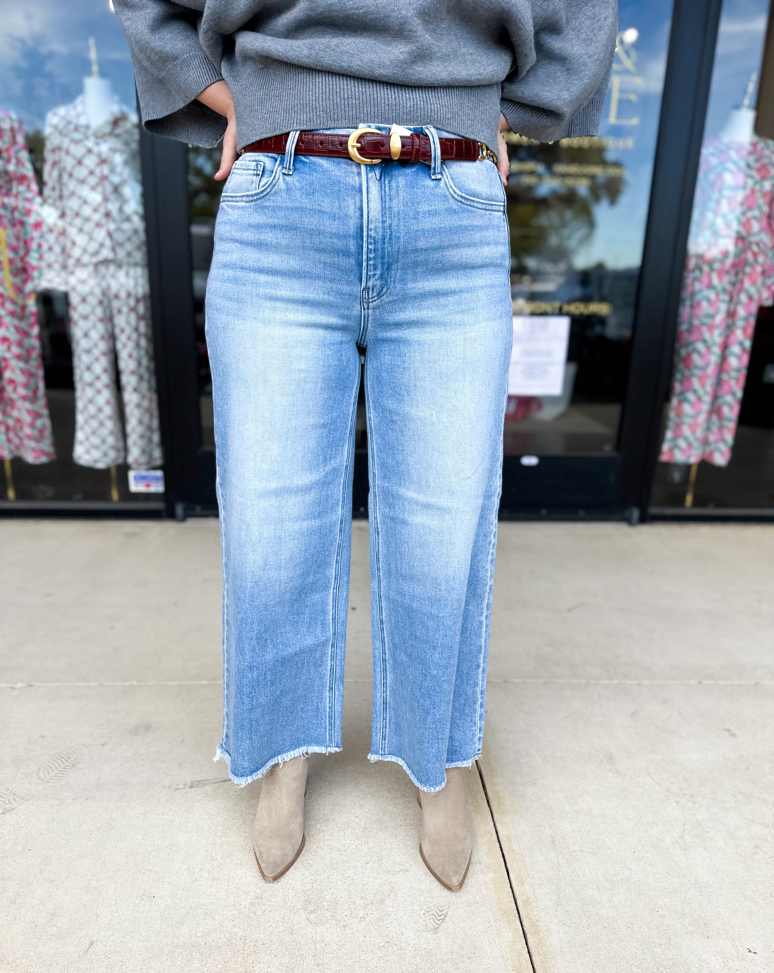 Vervet - High Rise Comfort Stretch Wide Leg Jeans-400 Pants-VEVERT BY FLYING MONKEY-July & June Women's Fashion Boutique Located in San Antonio, Texas