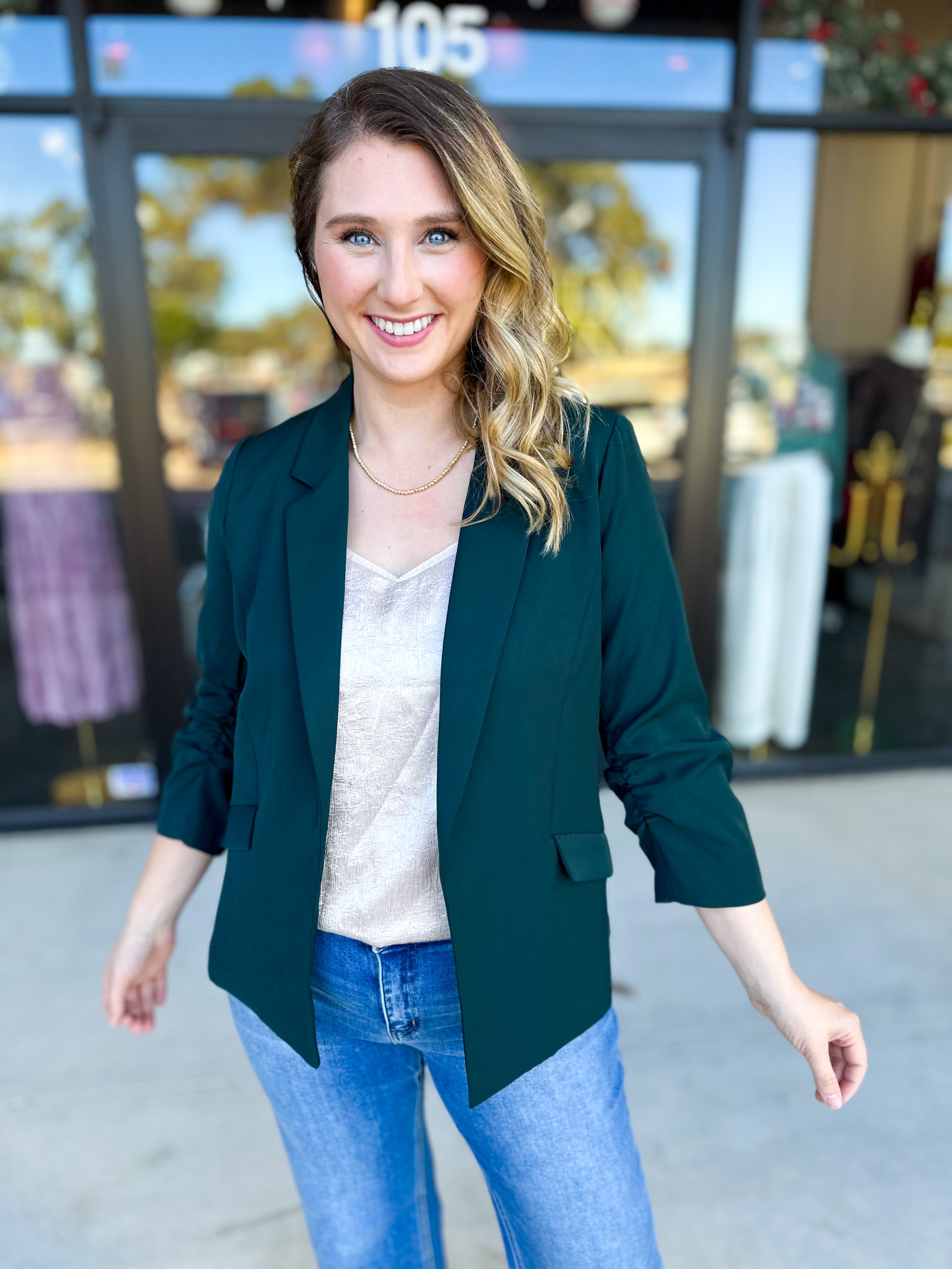 The Blair Blazer - Forrest-600 Outerwear-SKIES ARE BLUE-July & June Women's Fashion Boutique Located in San Antonio, Texas