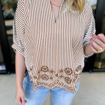 Floral Crochet Oversized Blouse - Carmel-200 Fashion Blouses-ENTRO-July & June Women's Fashion Boutique Located in San Antonio, Texas