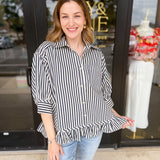 Sweetheart Denim Button Down - Navy-200 Fashion Blouses-FATE-July & June Women's Fashion Boutique Located in San Antonio, Texas