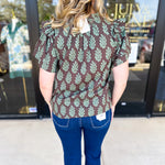 Mint & Mocha Blouse-200 Fashion Blouses-ENTRO-July & June Women's Fashion Boutique Located in San Antonio, Texas
