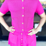 Posh Pink Short Sleeve Cardigan-230 Sweaters/Cardis-ENTRO-July & June Women's Fashion Boutique Located in San Antonio, Texas