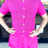 Posh Pink Short Sleeve Cardigan-230 Sweaters/Cardis-ENTRO-July & June Women's Fashion Boutique Located in San Antonio, Texas