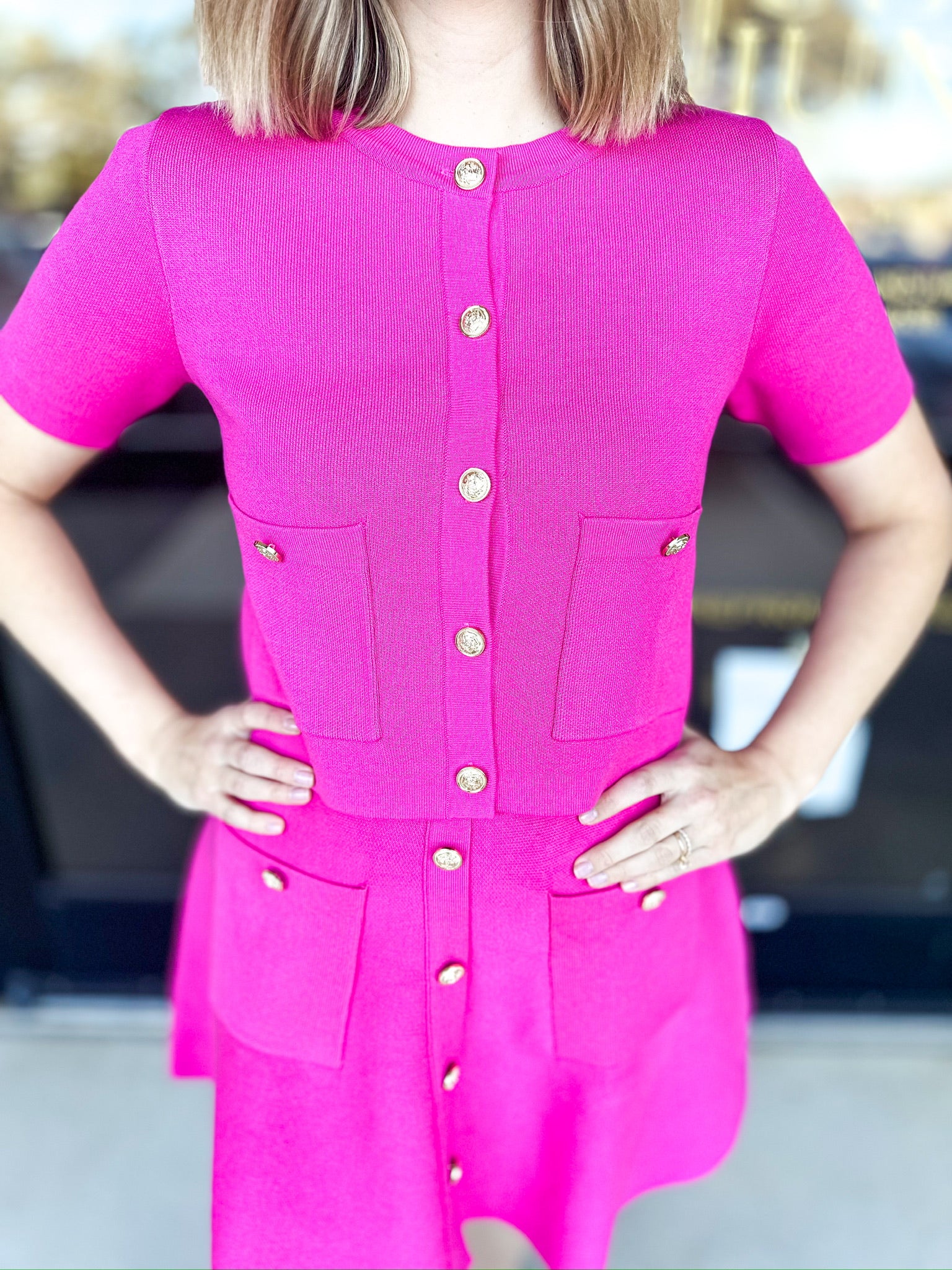 Posh Pink Short Sleeve Cardigan-230 Sweaters/Cardis-ENTRO-July & June Women's Fashion Boutique Located in San Antonio, Texas