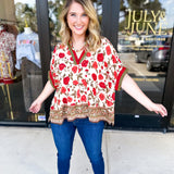 Fall Garden Blouse - Ecru-200 Fashion Blouses-ENTRO-July & June Women's Fashion Boutique Located in San Antonio, Texas