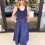 The Summertime Savvy Midi Dress - Navy-500 Midi-SKIES ARE BLUE-July & June Women's Fashion Boutique Located in San Antonio, Texas