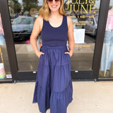 The Summertime Savvy Midi Dress - Navy-500 Midi-SKIES ARE BLUE-July & June Women's Fashion Boutique Located in San Antonio, Texas