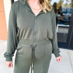 Soft Modal Hooded Jacket - Dark Olive-300 Athleisure/Lounge-SKIES ARE BLUE-July & June Women's Fashion Boutique Located in San Antonio, Texas