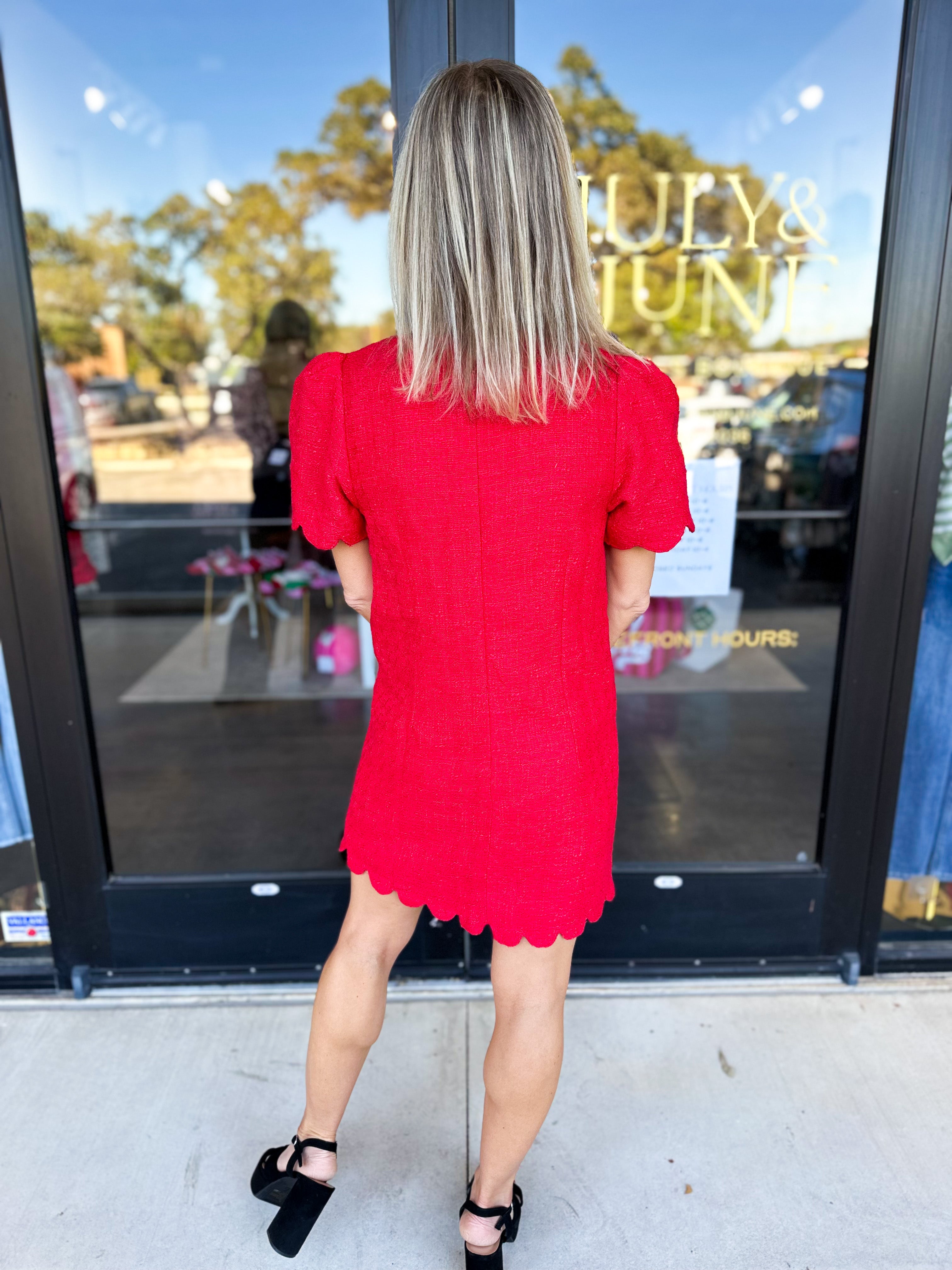 Red Tweed Mini Dress-510 Mini-FATE-July & June Women's Fashion Boutique Located in San Antonio, Texas