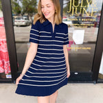 Navy Knit Mini Dress-510 Mini-FLYING TOMATO-July & June Women's Fashion Boutique Located in San Antonio, Texas