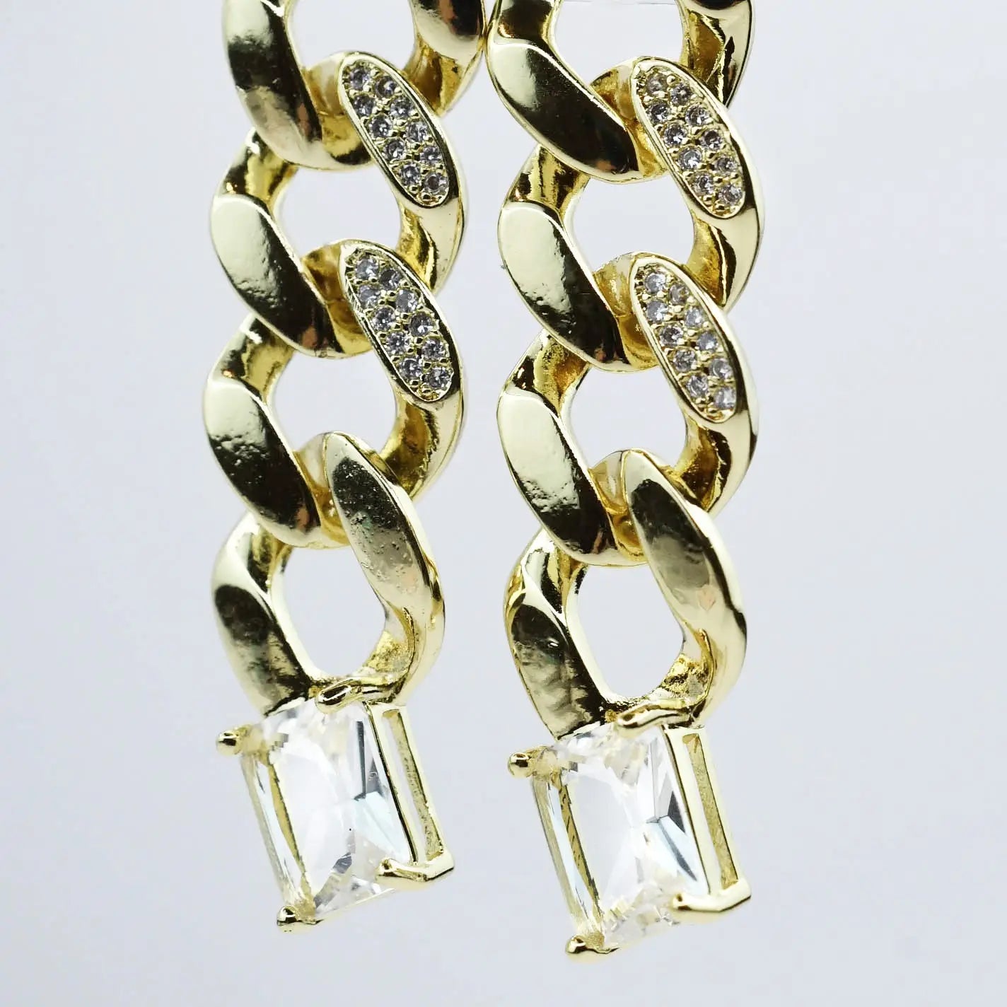 Treasure Jewels - Crystal Chain Drop Earrings - Clear-110 Jewelry & Hair-Treasure Jewels-July & June Women's Fashion Boutique Located in San Antonio, Texas