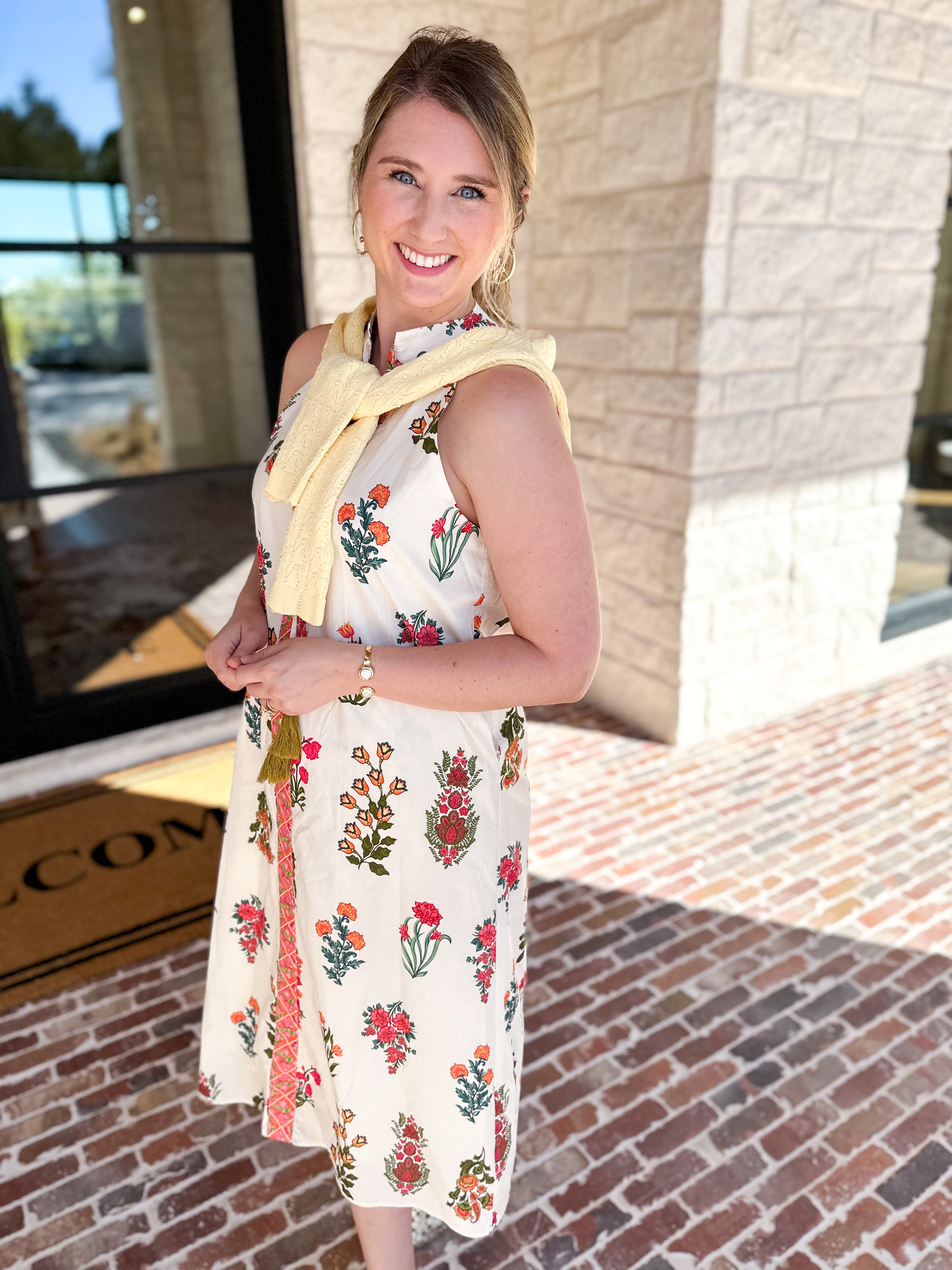 THML - Bloom Halter Midi Dress-500 Midi-THML-July & June Women's Fashion Boutique Located in San Antonio, Texas