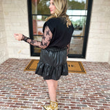 Sheer Long Sleeve Layering Top - Black Lace-200 Fashion Blouses-VEVERET CLOTHING-July & June Women's Fashion Boutique Located in San Antonio, Texas