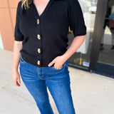 The Krissy Knit Top - Black-200 Fashion Blouses-SKIES ARE BLUE-July & June Women's Fashion Boutique Located in San Antonio, Texas