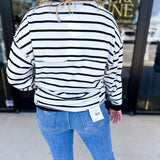 Comfy Henley Long Sleeve Top - Black & White-210 Casual Blouses-POLOGRAM-July & June Women's Fashion Boutique Located in San Antonio, Texas