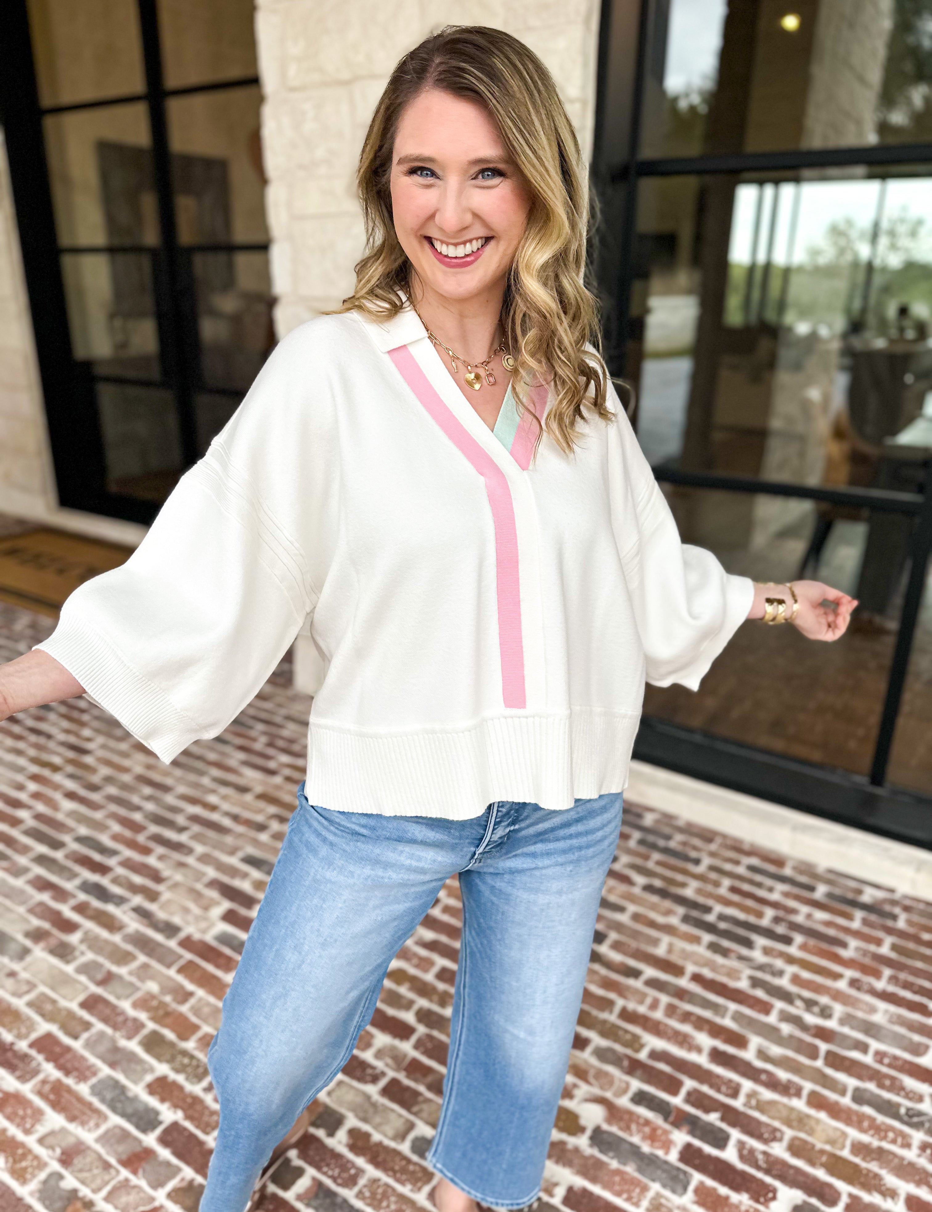 The Weekender Collared Sweater-230 Sweaters/Cardis-FATE-July & June Women's Fashion Boutique Located in San Antonio, Texas