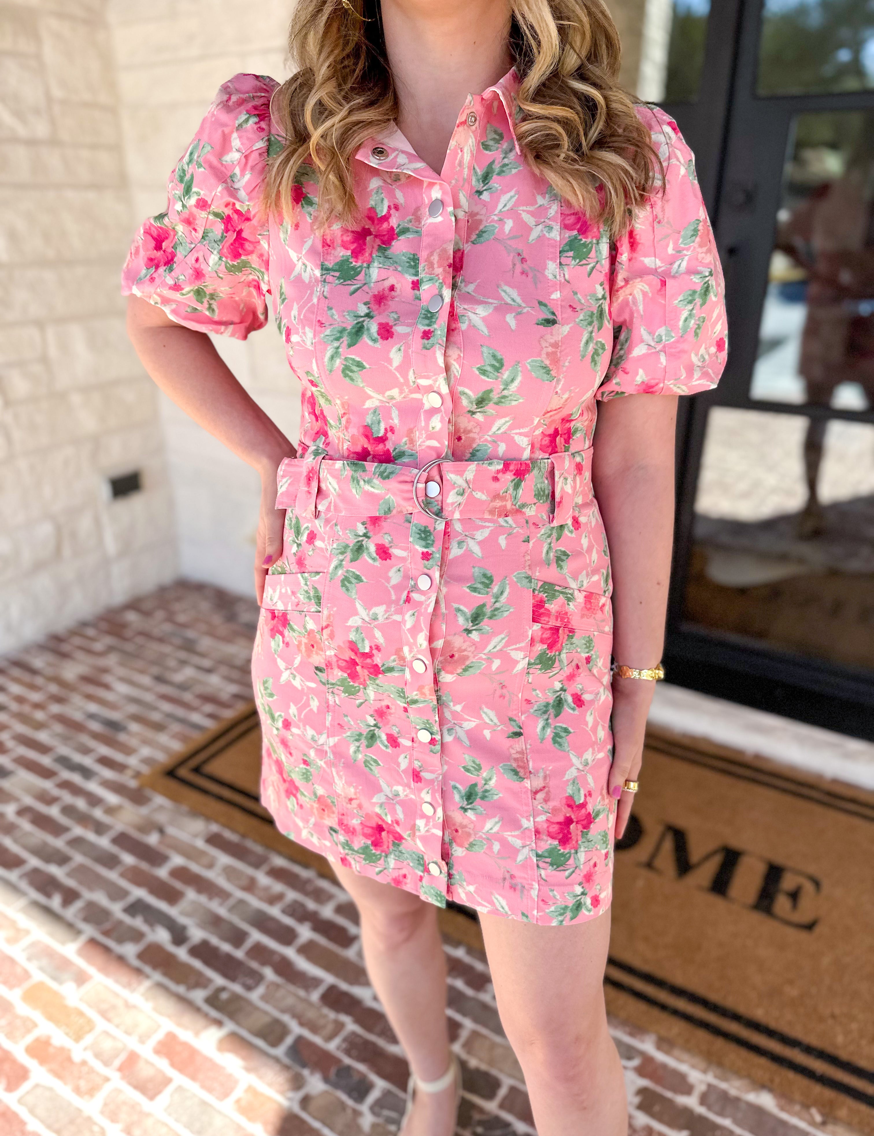 pink boutique denim dress Rebel Edge Light Wash Stretch Denim Ruched Dress