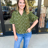 THML - Floral Suede Blouse-200 Fashion Blouses-THML-July & June Women's Fashion Boutique Located in San Antonio, Texas