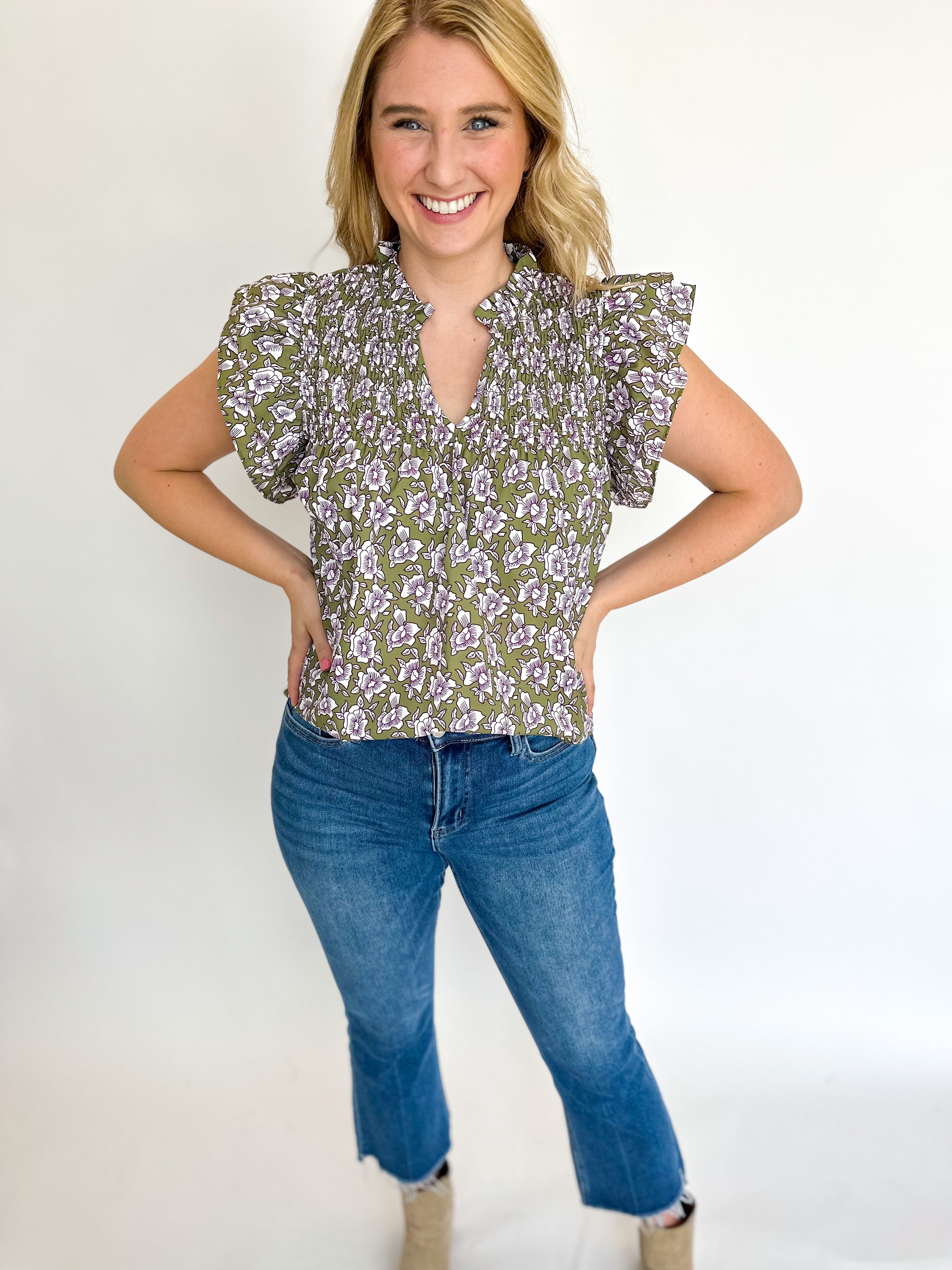 Fall Garden Blouse - THML-200 Fashion Blouses-THML-July & June Women's Fashion Boutique Located in San Antonio, Texas