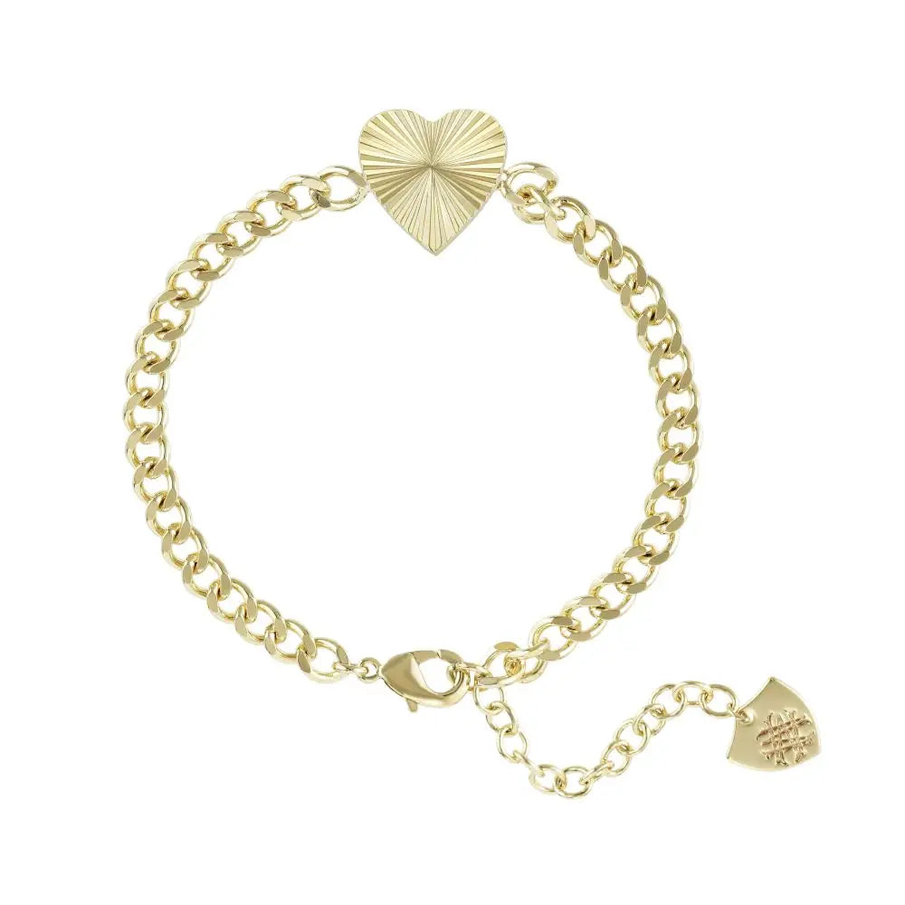 Natalie Wood - Adorned Heart Chain Bracelet Gold-July & June Women's Boutique -July & June Women's Fashion Boutique Located in San Antonio, Texas