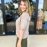 The Ella Knit Sweater Top - Mocha-230 Sweaters/Cardis-JODIFL-July & June Women's Fashion Boutique Located in San Antonio, Texas