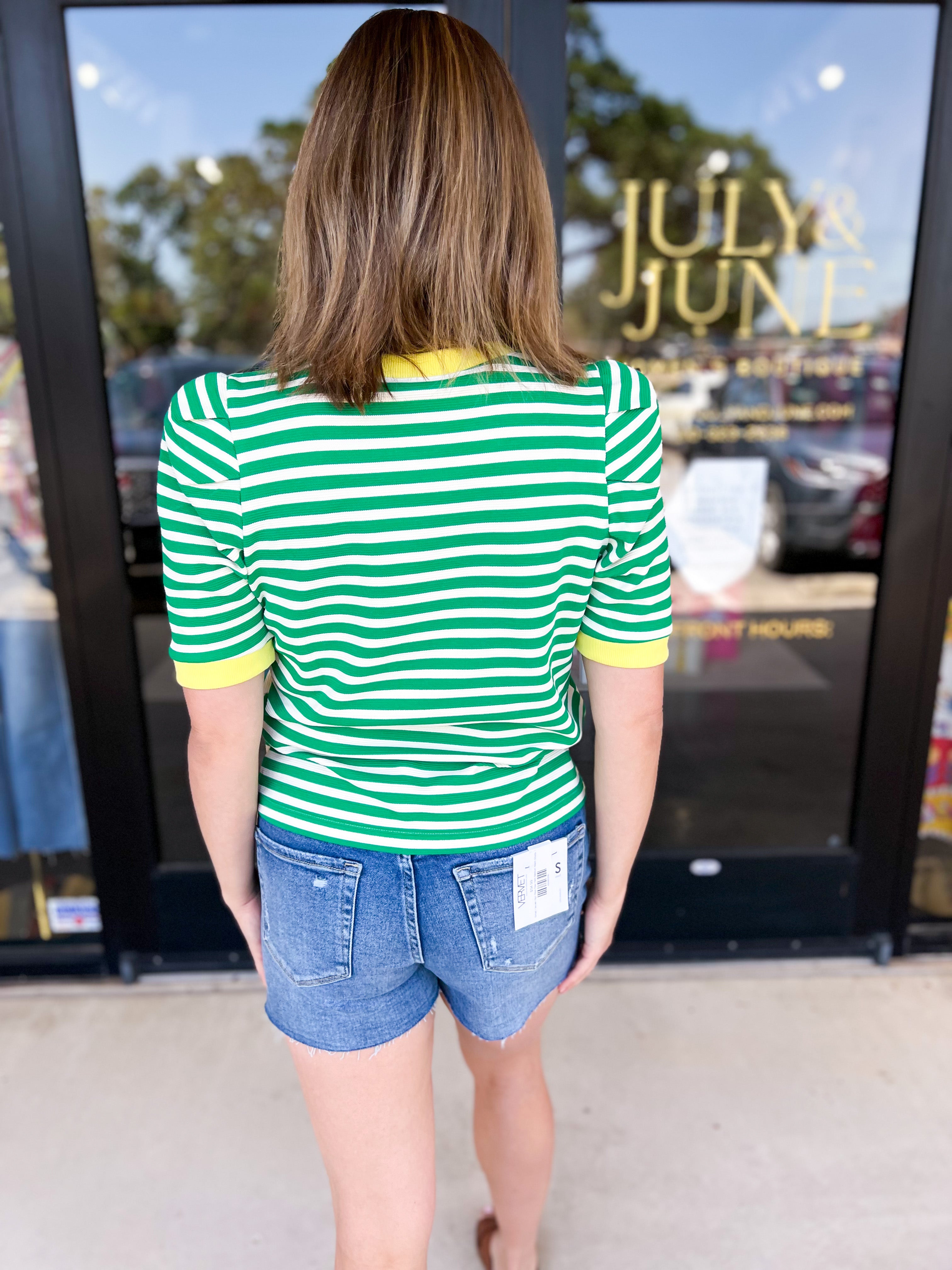 Nautical Comfy Tee - Green-210 Casual Blouses-ENTRO-July & June Women's Fashion Boutique Located in San Antonio, Texas