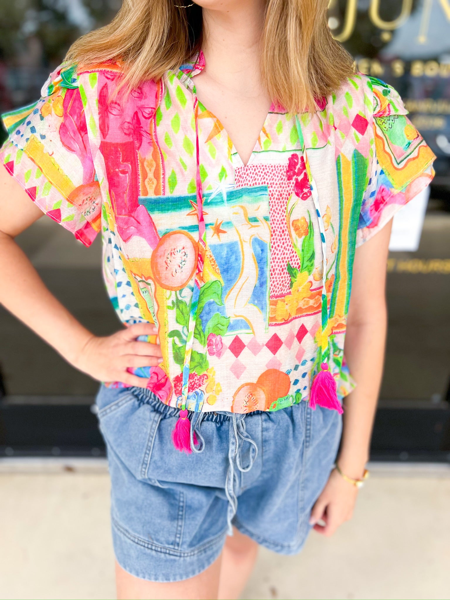 THML - In The City Blouse-200 Fashion Blouses-THML-July & June Women's Fashion Boutique Located in San Antonio, Texas