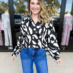 Abstract Black & White Blouse-200 Fashion Blouses-FATE-July & June Women's Fashion Boutique Located in San Antonio, Texas