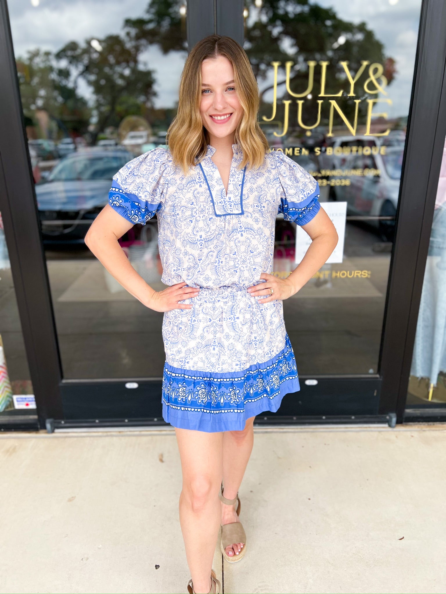 On The Border Blue Mini Skirt-410 Shorts/Skirts-PINCH-July & June Women's Fashion Boutique Located in San Antonio, Texas