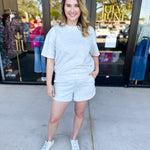 Pink Friday Doorbuster - Scuba Short Set - Heather Grey - IN STORE-PINK FRIDAY DOORBUSTERS-ZENANA-July & June Women's Fashion Boutique Located in San Antonio, Texas