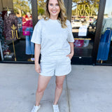 Pink Friday Doorbuster - Scuba Short Set - Heather Grey - IN STORE-PINK FRIDAY DOORBUSTERS-ZENANA-July & June Women's Fashion Boutique Located in San Antonio, Texas