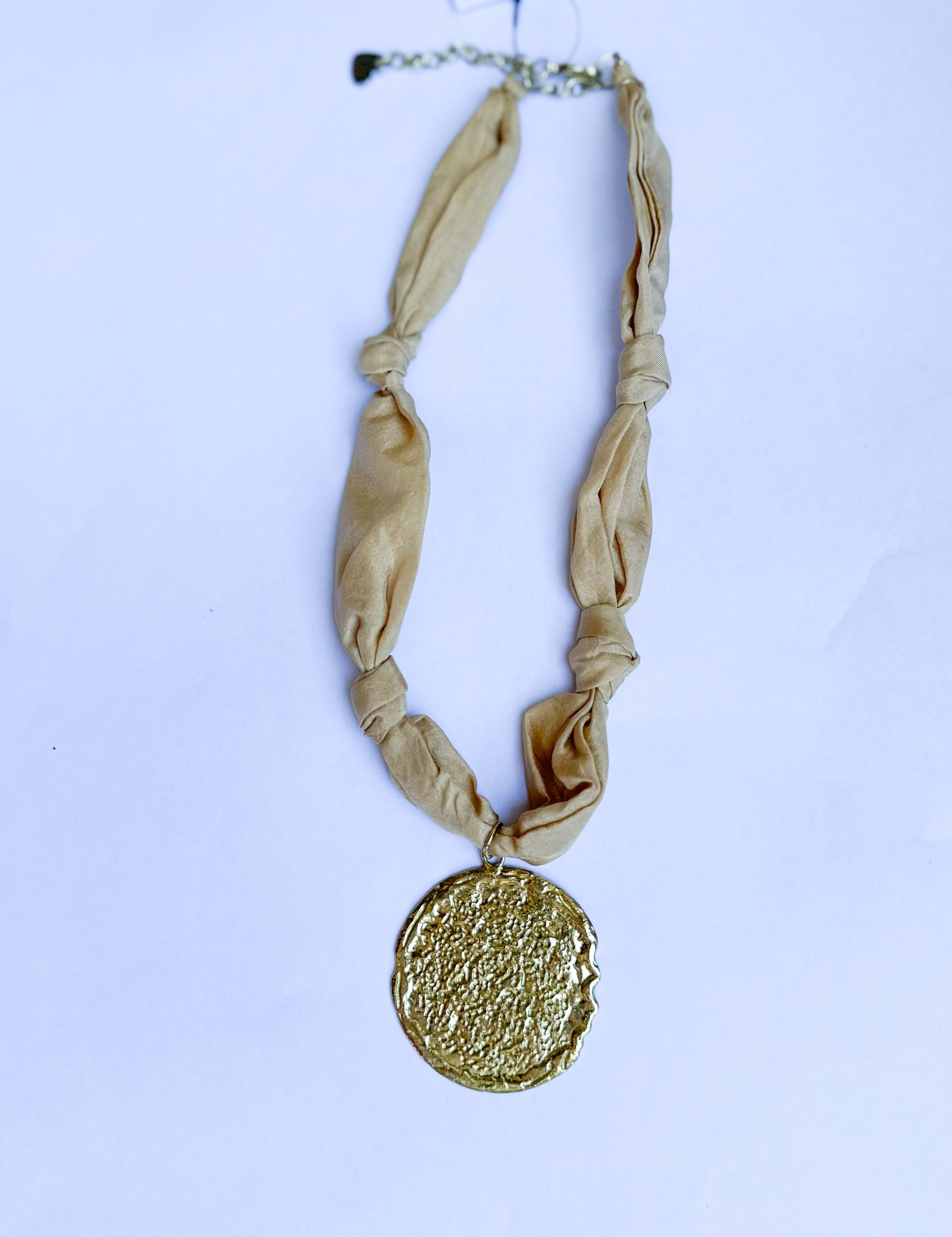 Scarf Necklace - Gold Circle-110 Jewelry & Hair-HART DESIGNS-July & June Women's Fashion Boutique Located in San Antonio, Texas