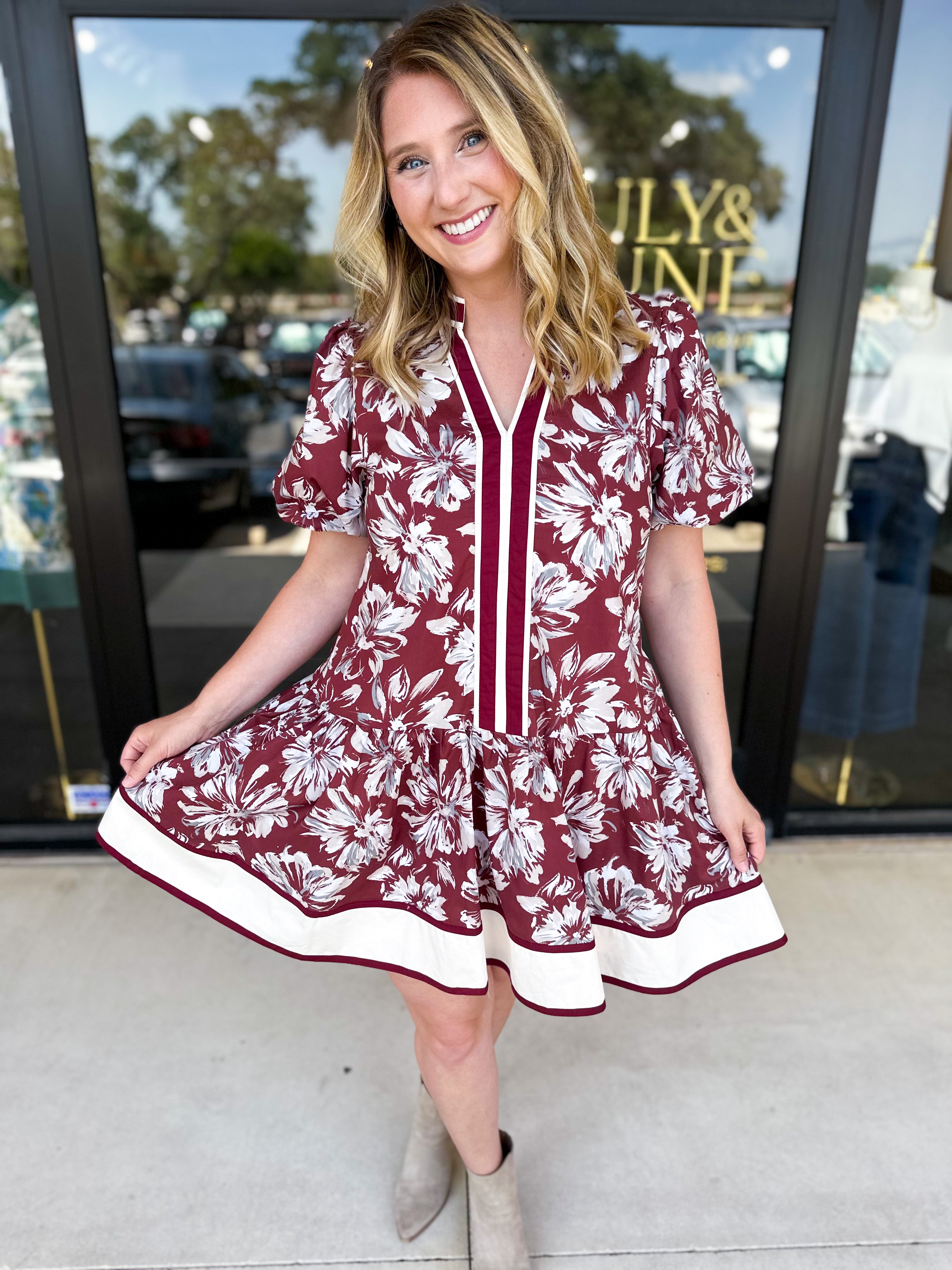 The Layla Mini Dress - Burgundy-510 Mini-ENTRO-July & June Women's Fashion Boutique Located in San Antonio, Texas
