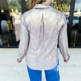 Shimmer Button Down Blouse - Champagne-200 Fashion Blouses-ALLIE ROSE-July & June Women's Fashion Boutique Located in San Antonio, Texas