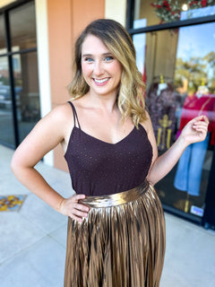 Elevated Everyday Cami - Chocolate-200 Fashion Blouses-SKIES ARE BLUE-July & June Women's Fashion Boutique Located in San Antonio, Texas