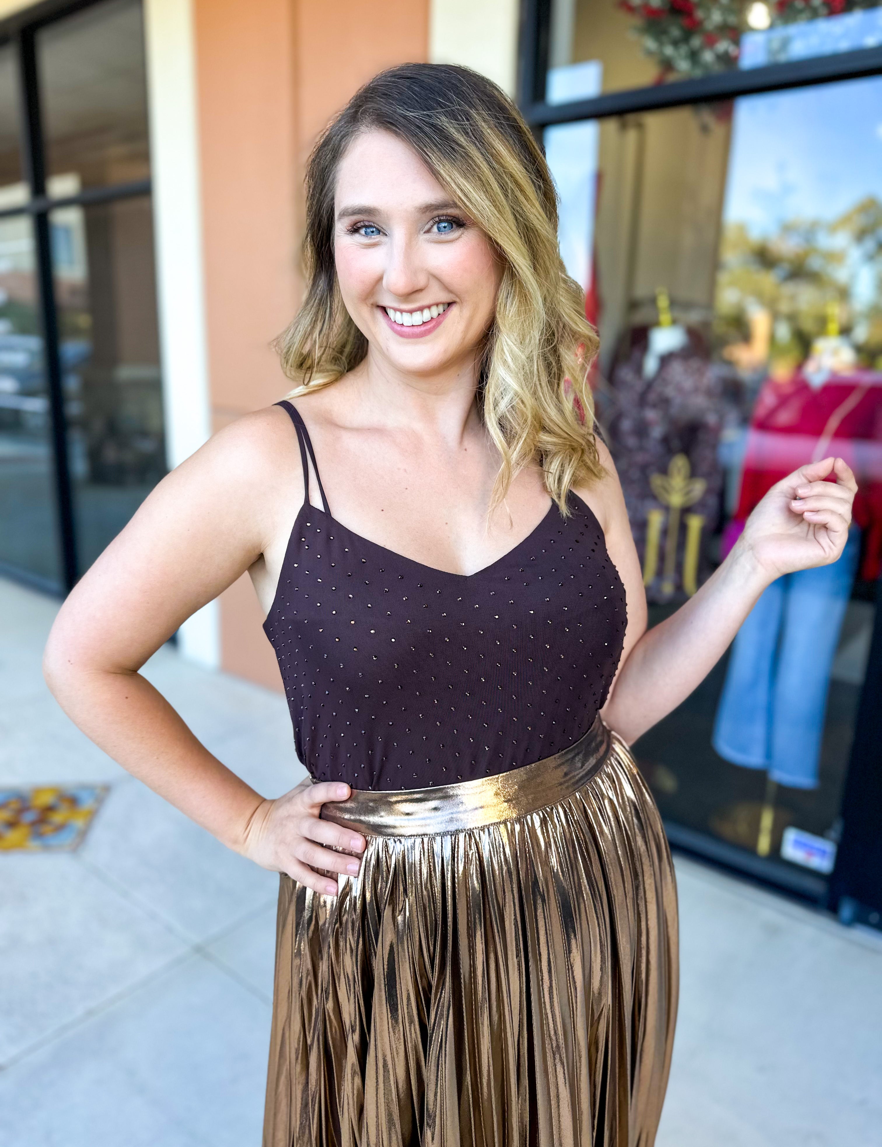 Elevated Everyday Cami - Chocolate-200 Fashion Blouses-SKIES ARE BLUE-July & June Women's Fashion Boutique Located in San Antonio, Texas