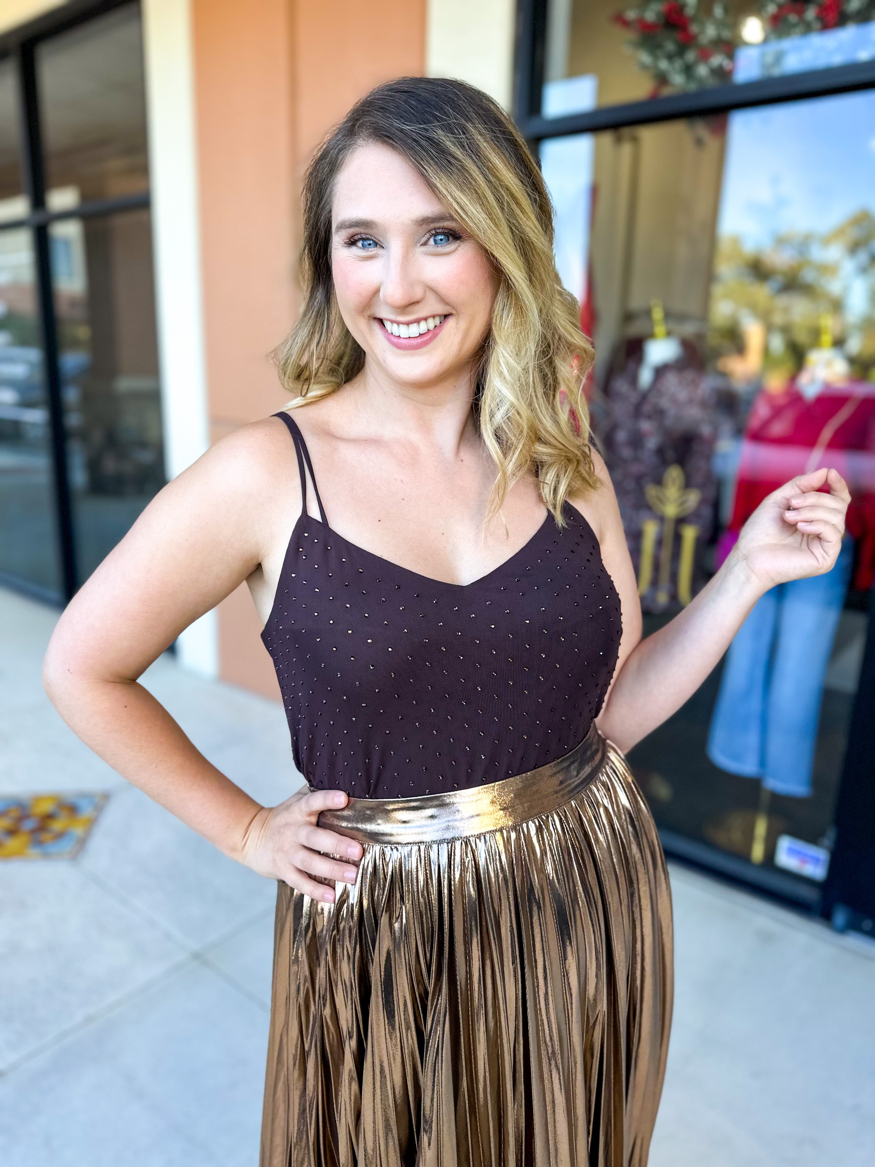 Elevated Everyday Cami - Chocolate-200 Fashion Blouses-SKIES ARE BLUE-July & June Women's Fashion Boutique Located in San Antonio, Texas