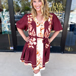 THML - Maroon Floral Mini Dress-510 Mini-THML-July & June Women's Fashion Boutique Located in San Antonio, Texas