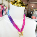 Scarf Necklace - Purple, Pink, Blue Butterfly-110 Jewelry & Hair-HART DESIGNS-July & June Women's Fashion Boutique Located in San Antonio, Texas
