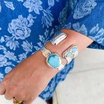 Easton Elle - Single Turquoise Silver Cuff Bracelet-110 Jewelry & Hair-Easton Elle-July & June Women's Fashion Boutique Located in San Antonio, Texas