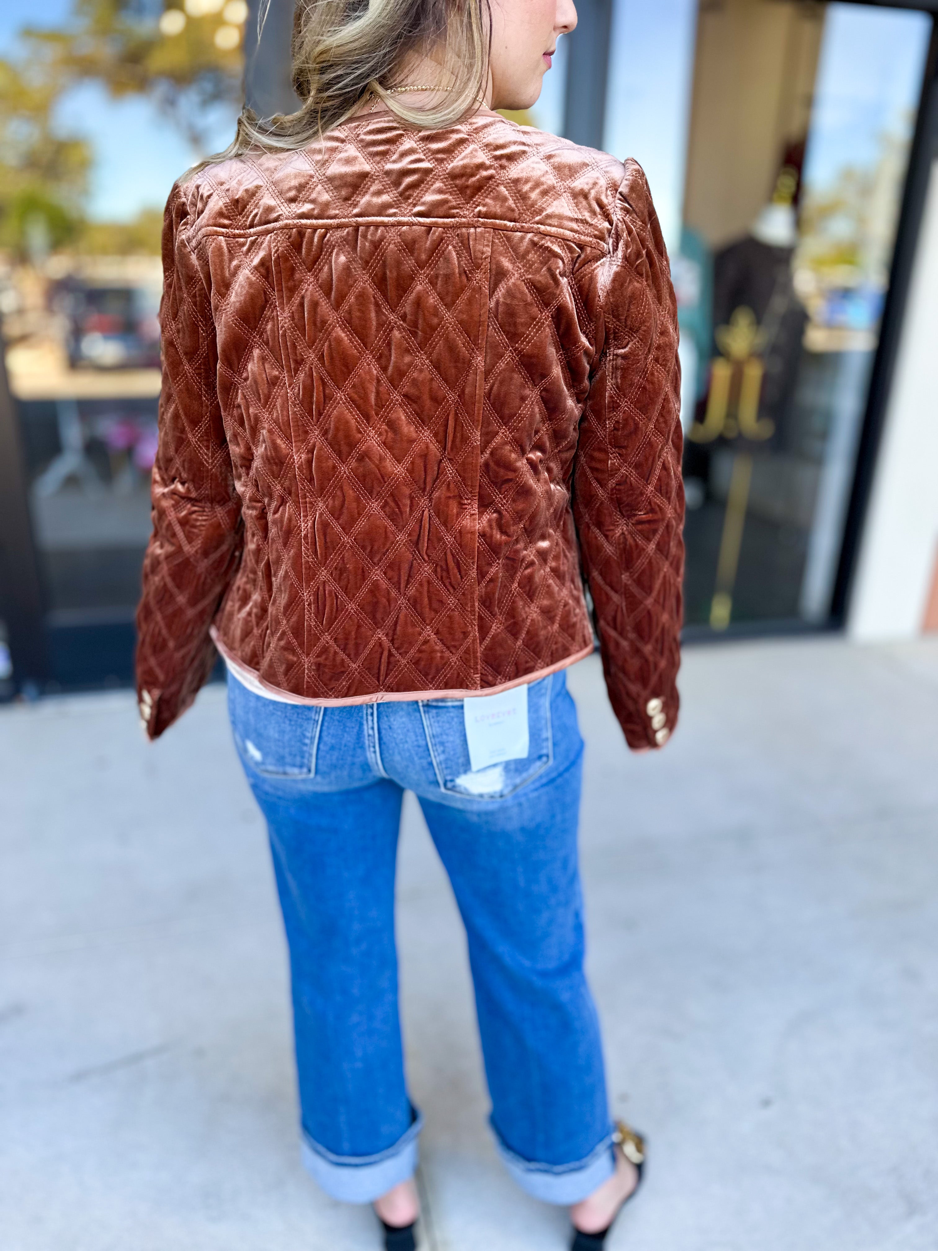 Golden Quilted Jacket-600 Outerwear-FATE-July & June Women's Fashion Boutique Located in San Antonio, Texas