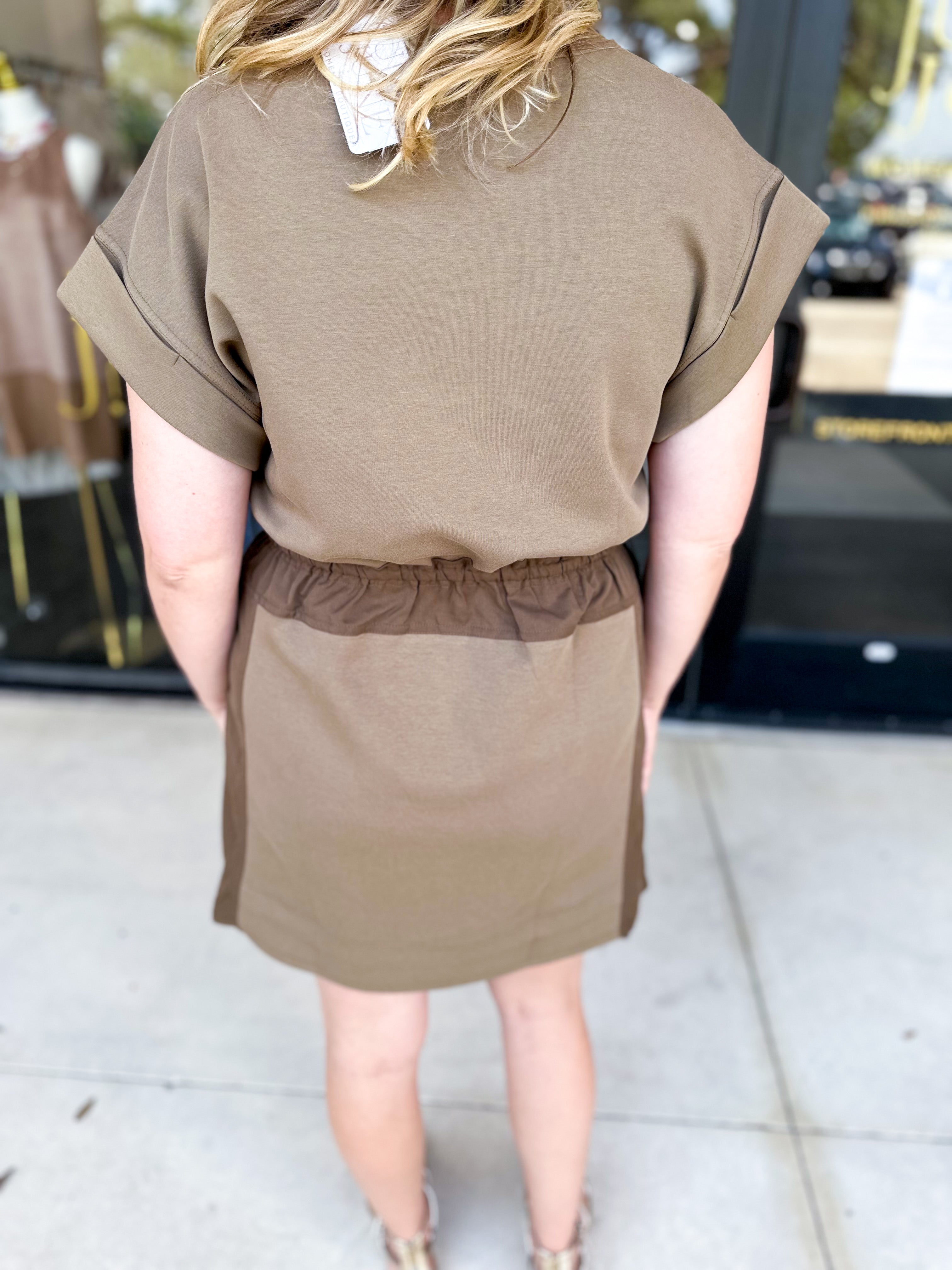 The Everyday Active Mini Dress - Olive Brown-510 Mini-JODIFL-July & June Women's Fashion Boutique Located in San Antonio, Texas