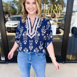 The Frankie Blouse - Navy-200 Fashion Blouses-ENTRO-July & June Women's Fashion Boutique Located in San Antonio, Texas